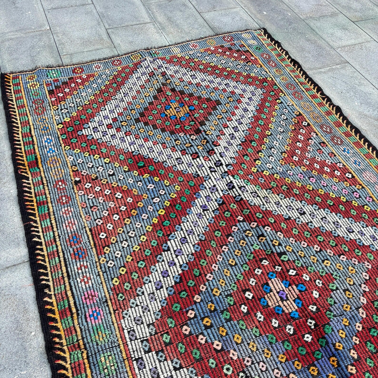 XL Vintage Turkish Accent Area Rug 4.9 x 10.4 ft