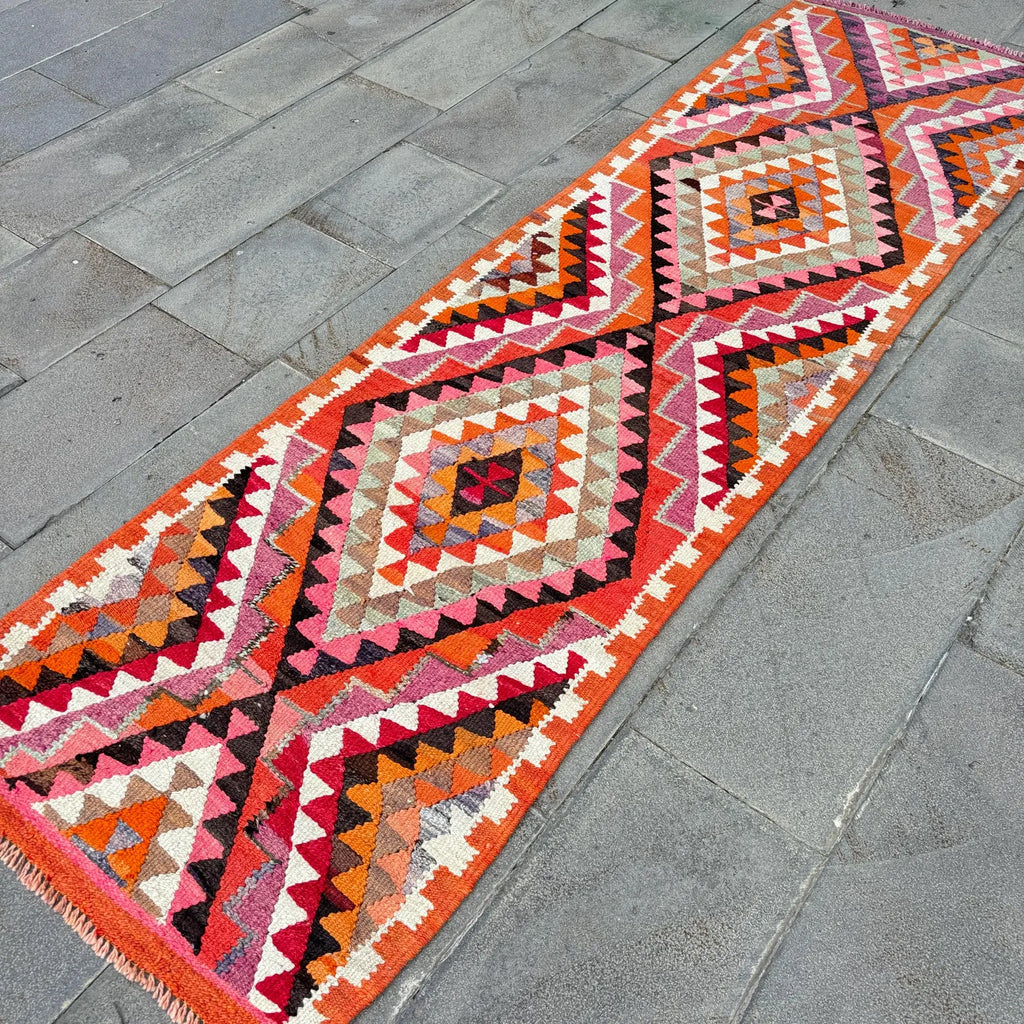 Vintage Turkish Runner Rug 2.6 x 9.1 ft