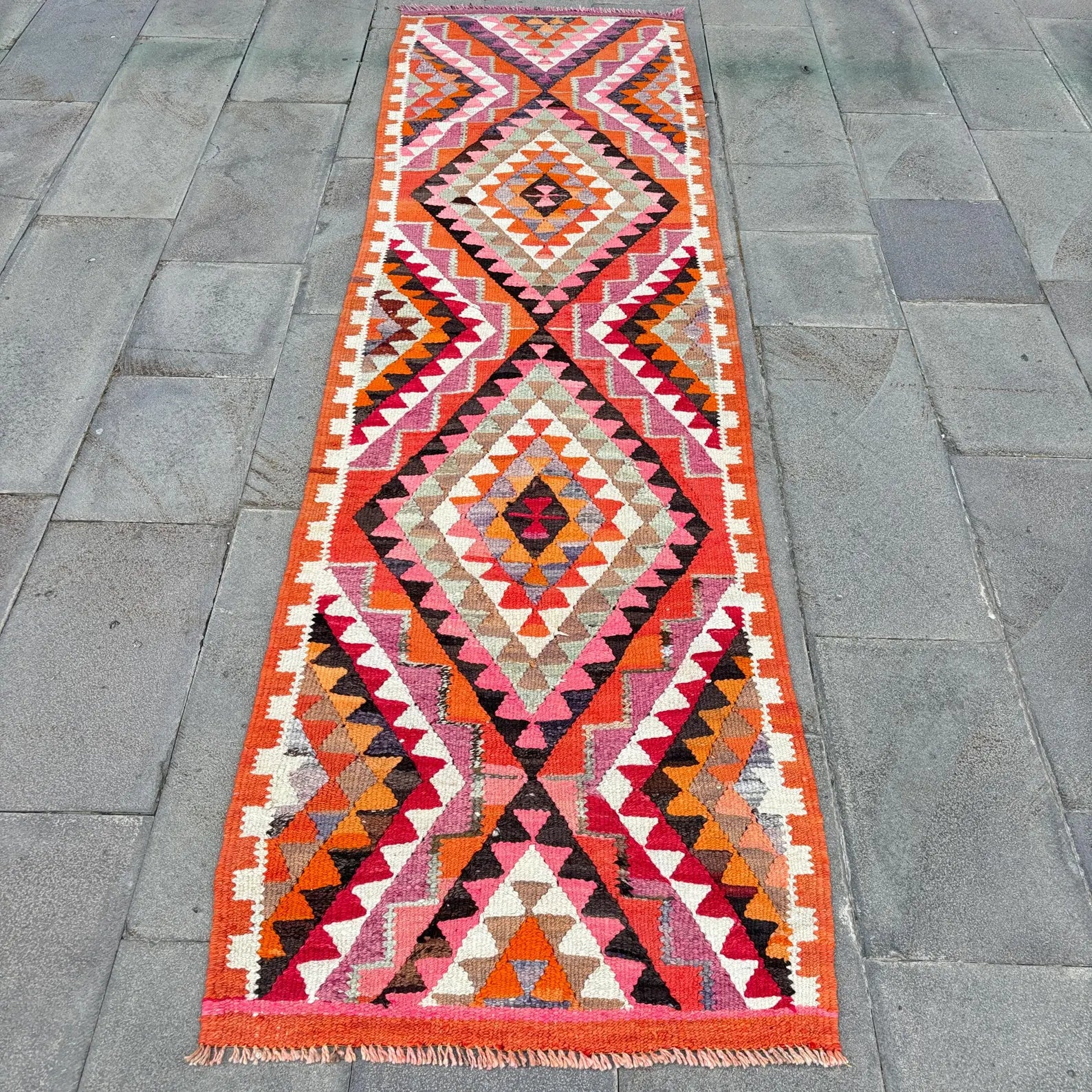 Vintage Turkish Runner Rug 2.6 x 9.1 ft