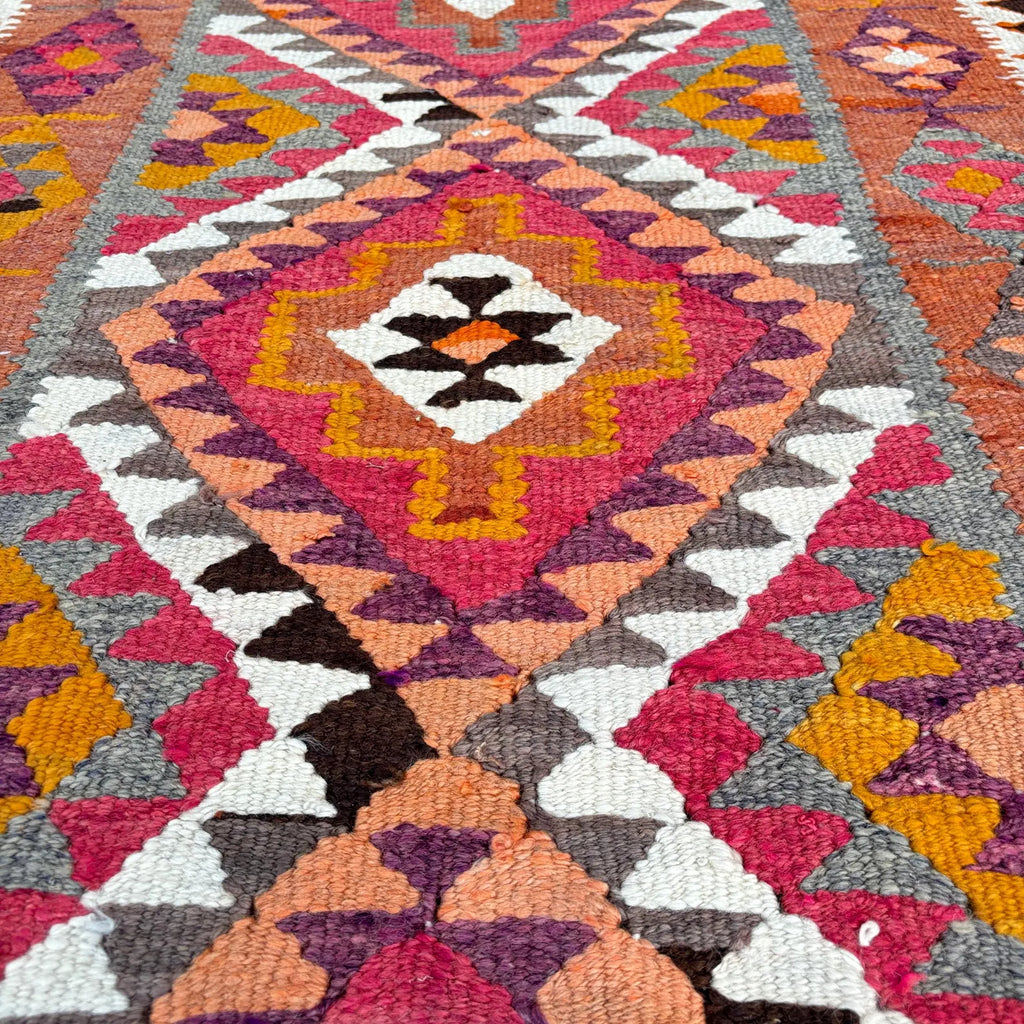 Vintage Turkish Runner Rug 2.9 x 9.4 ft