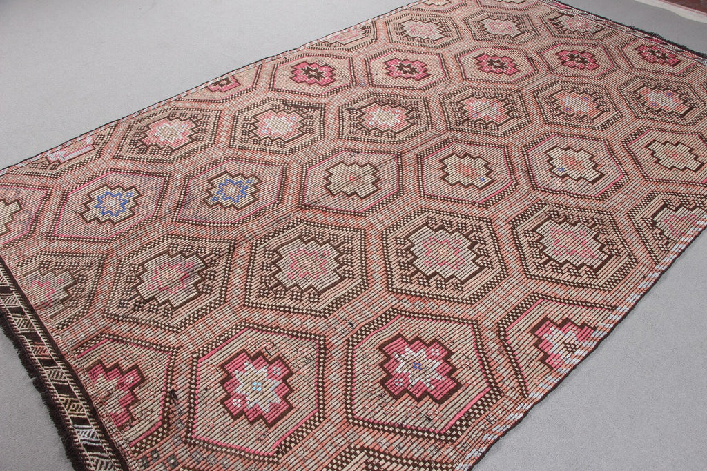 XL Vintage Turkish Accent Area rug 6 x 9.7 ft