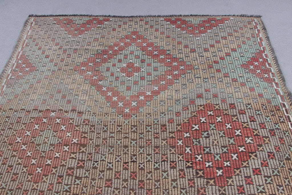 XL Vintage Turkish Accent Area rug 6 x 9.7 ft
