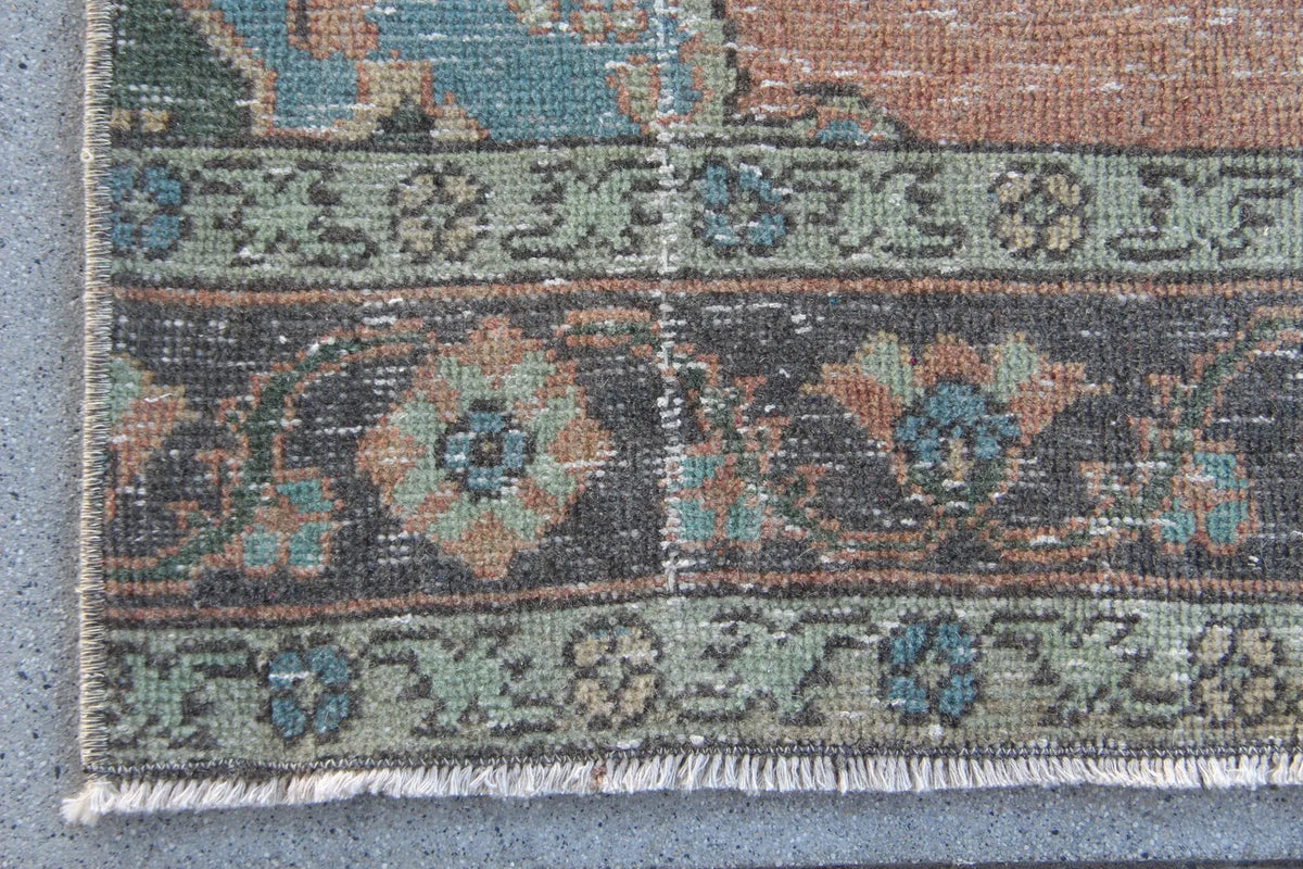 Vintage Turkish Runner Rug 3 x 12.4 ft