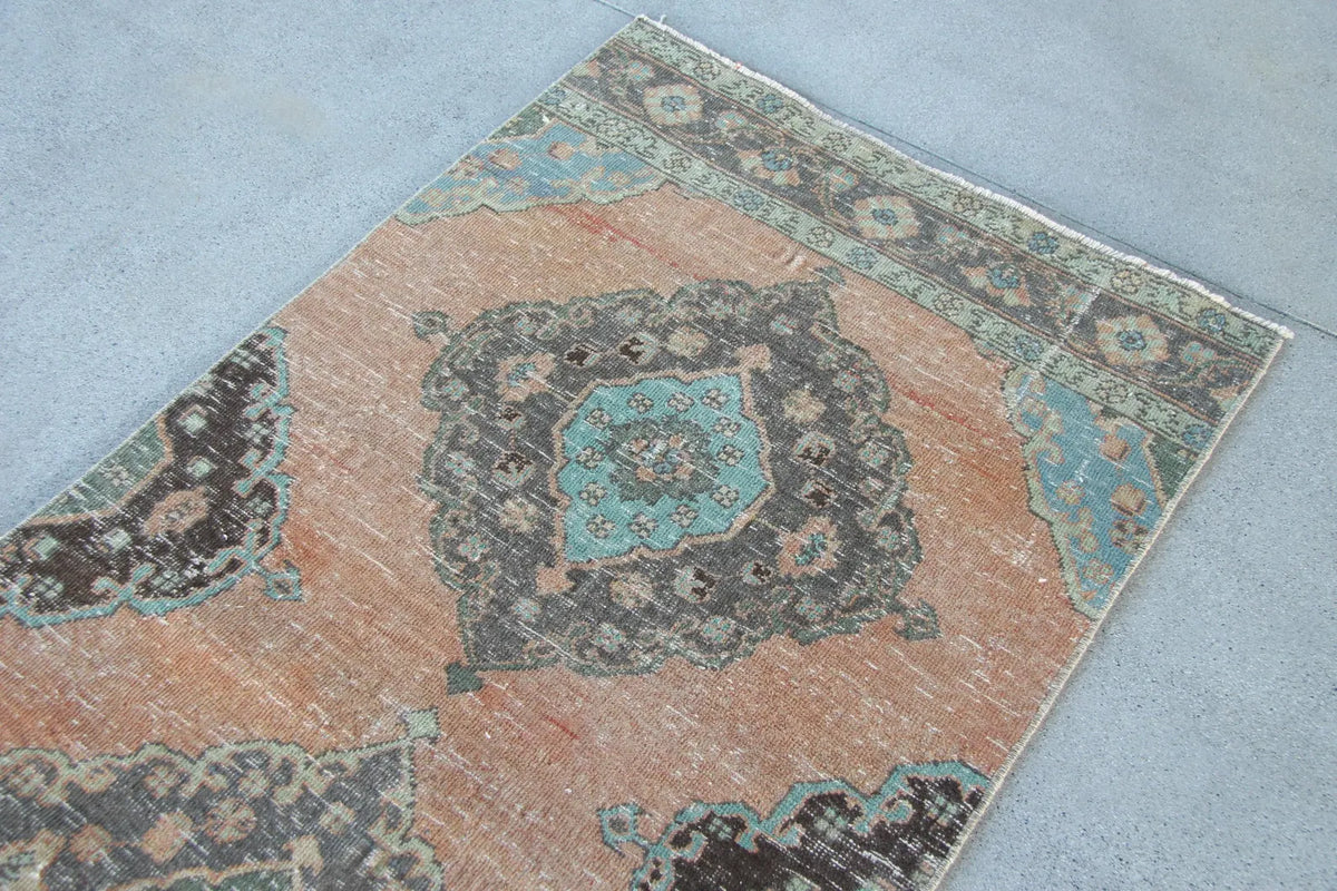 Vintage Turkish Runner Rug 3 x 12.4 ft