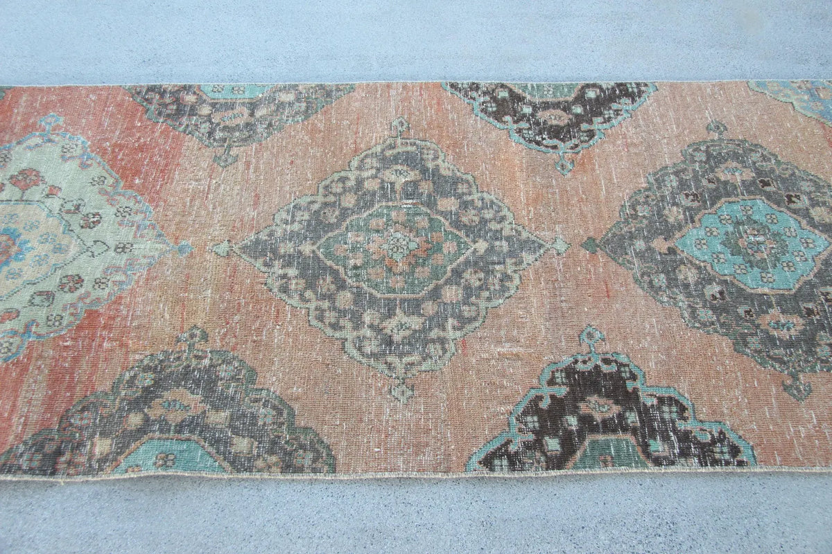 Vintage Turkish Runner Rug 3 x 12.4 ft