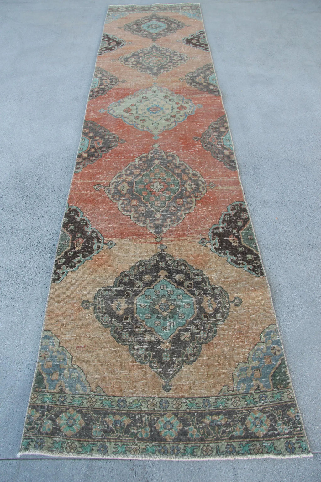 Vintage Turkish Runner Rug 3 x 12.4 ft