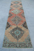 Vintage Turkish Runner Rug 3 x 12.4 ft
