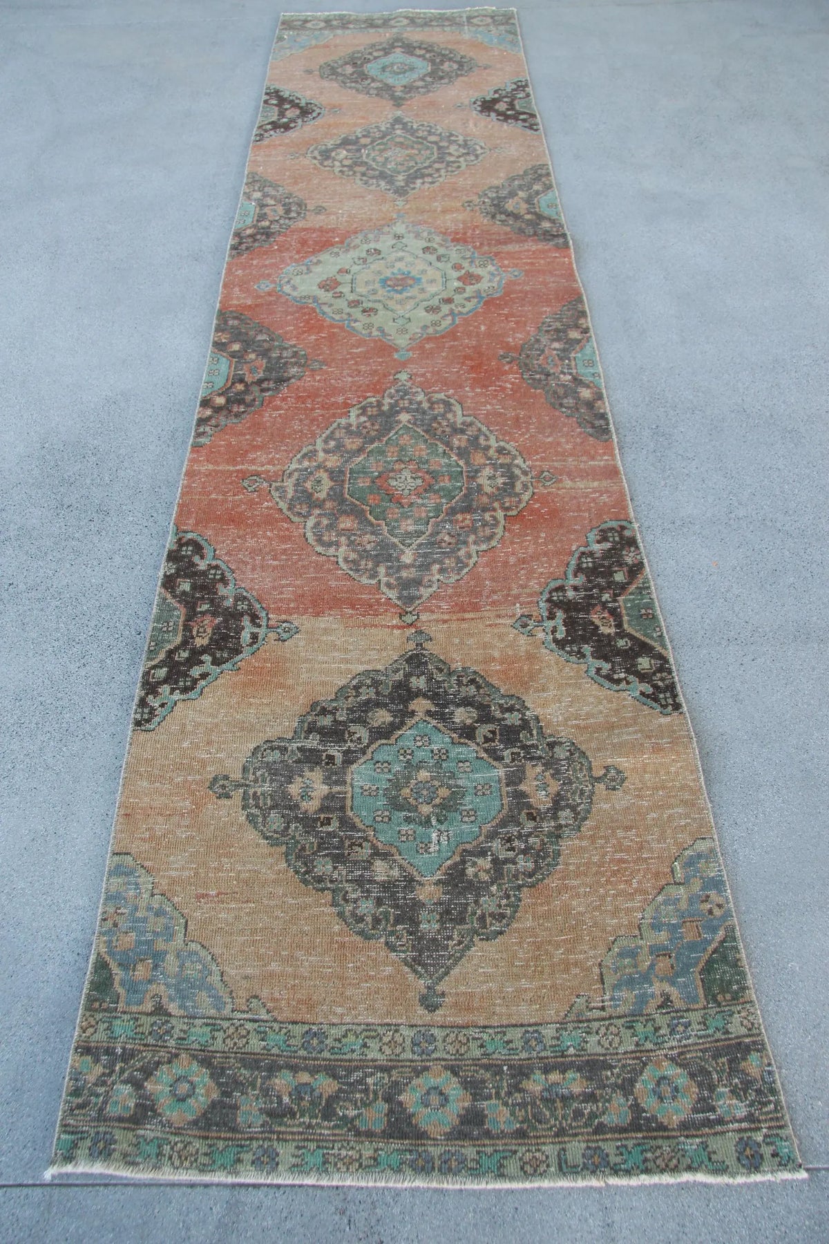 Vintage Turkish Runner Rug 3 x 12.4 ft