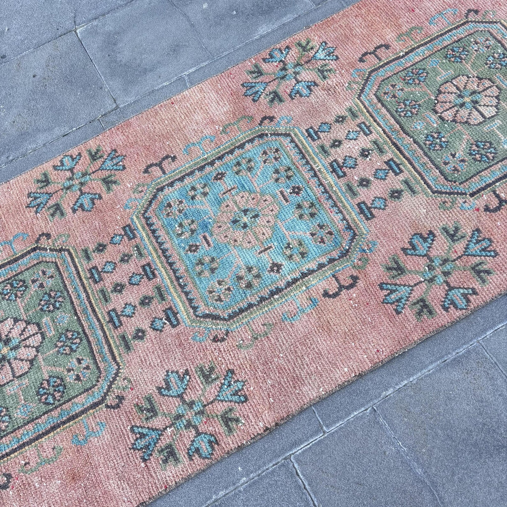 Vintage Turkish Runner Rug 2.6 x 11.3 ft