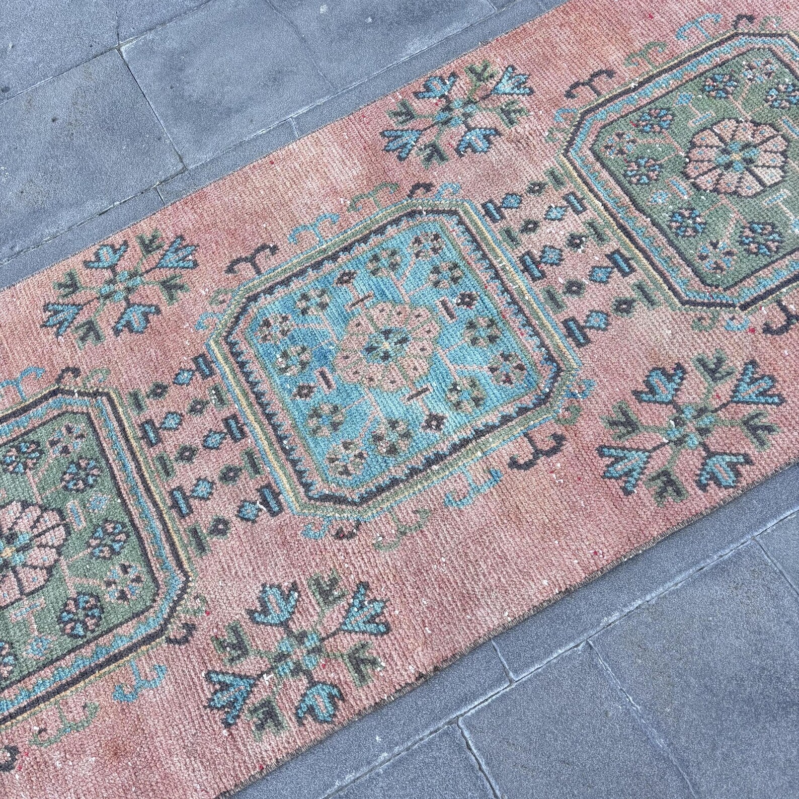 Vintage Turkish Runner Rug 2.6 x 11.3 ft