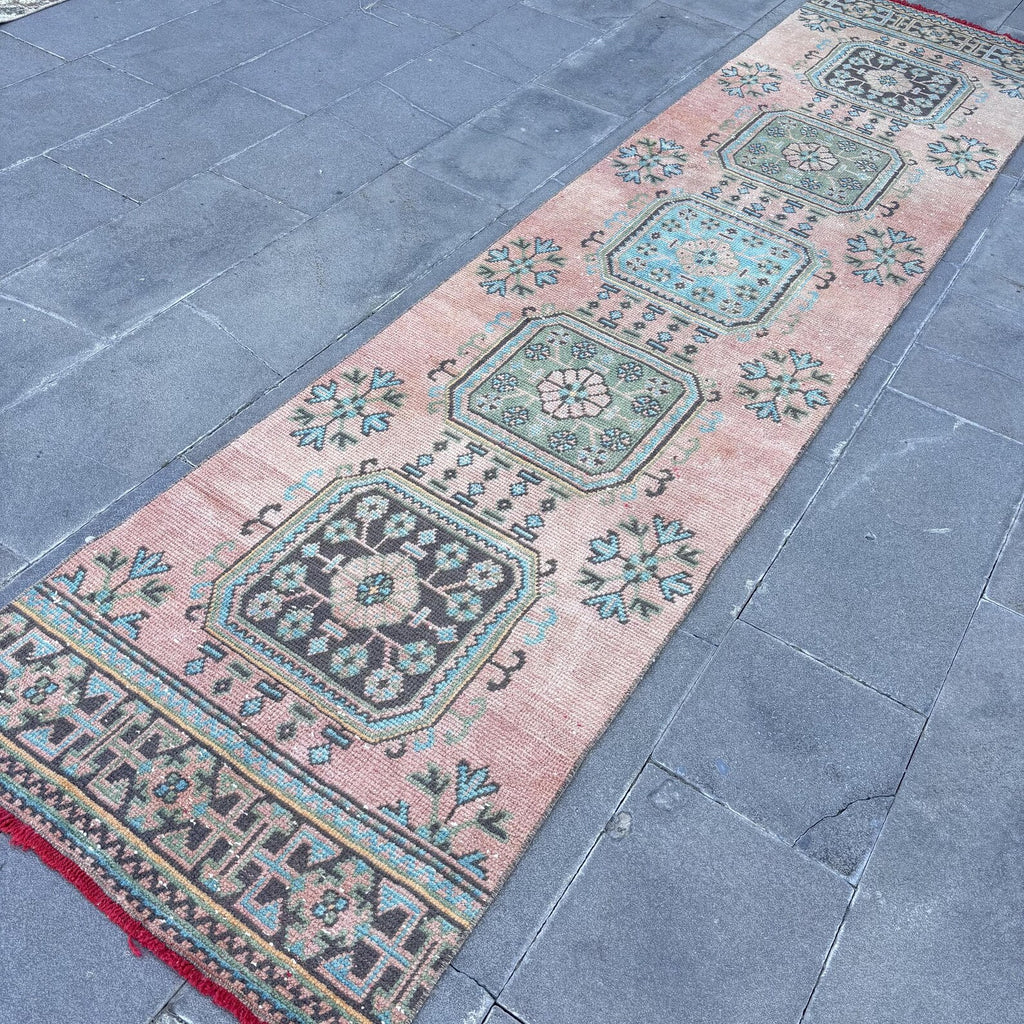 Vintage Turkish Runner Rug 2.6 x 11.3 ft