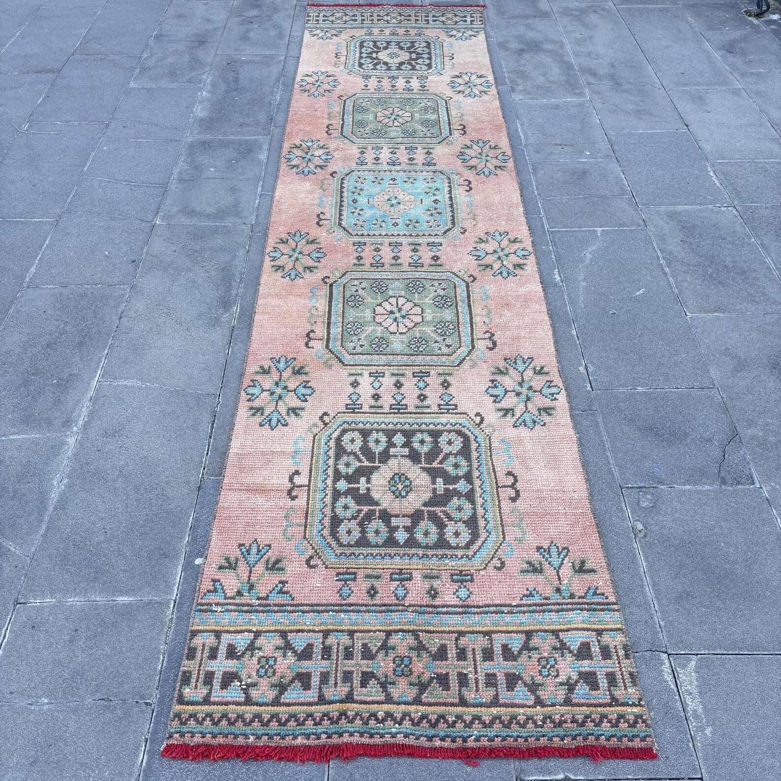 Vintage Turkish Runner Rug 2.6 x 11.3 ft