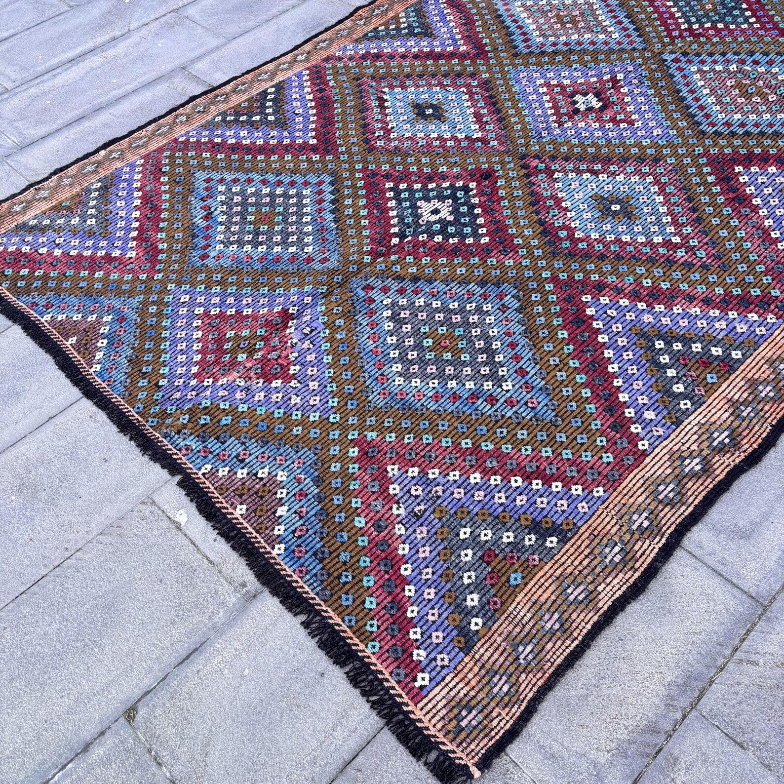 XL Vintage Turkish Accent Area Rug 5.8 x 11.4 ft