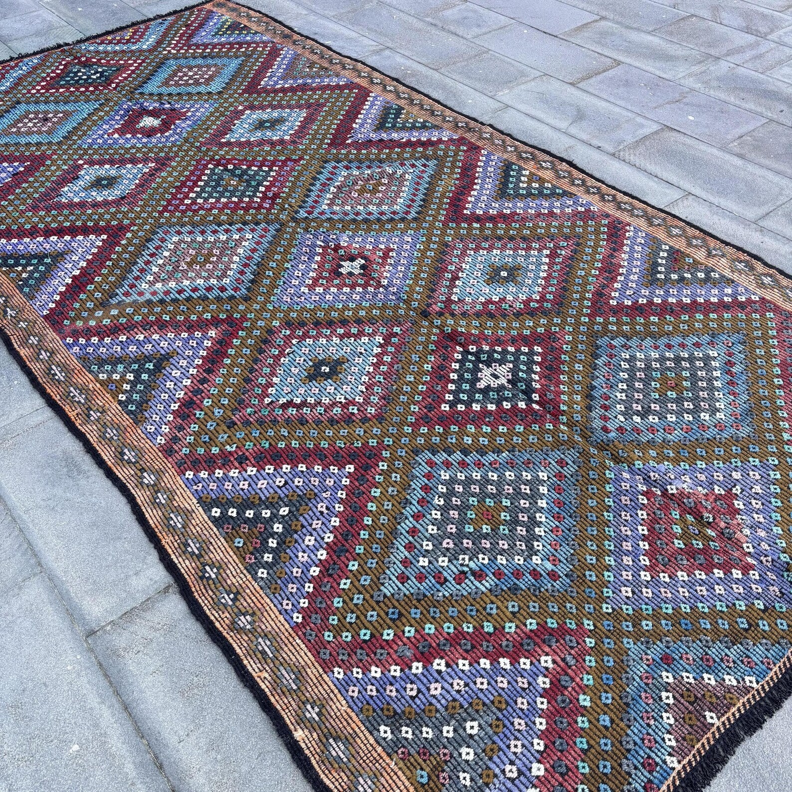XL Vintage Turkish Accent Area Rug 5.8 x 11.4 ft