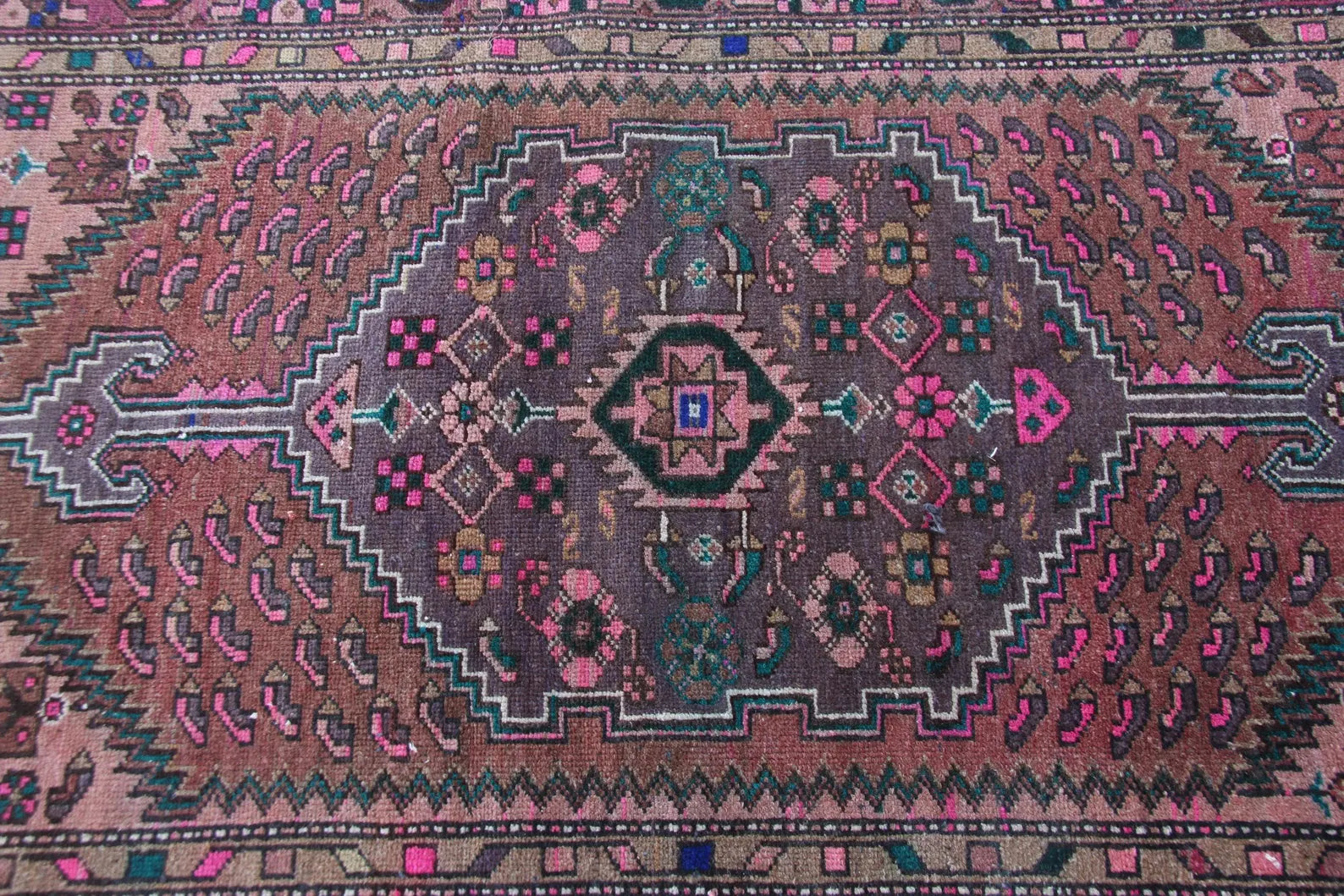 Vintage Persian Accent Area Rug 3.8 x 7.2 ft