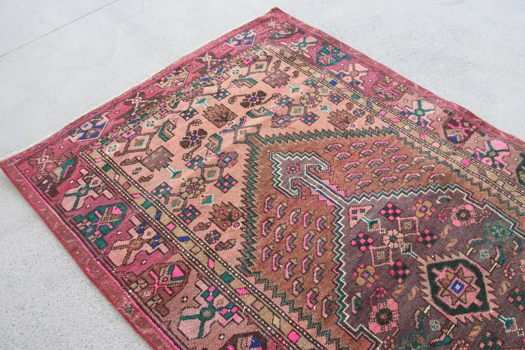 Vintage Persian Accent Area Rug 3.8 x 7.2 ft