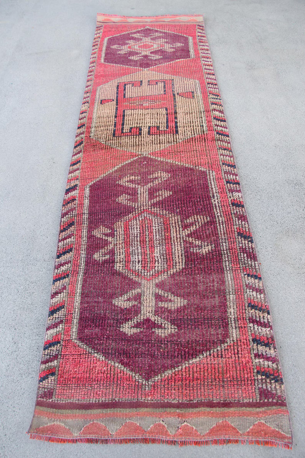 Vintage Turkish Runner Rug 2.8 x 9.4 ft