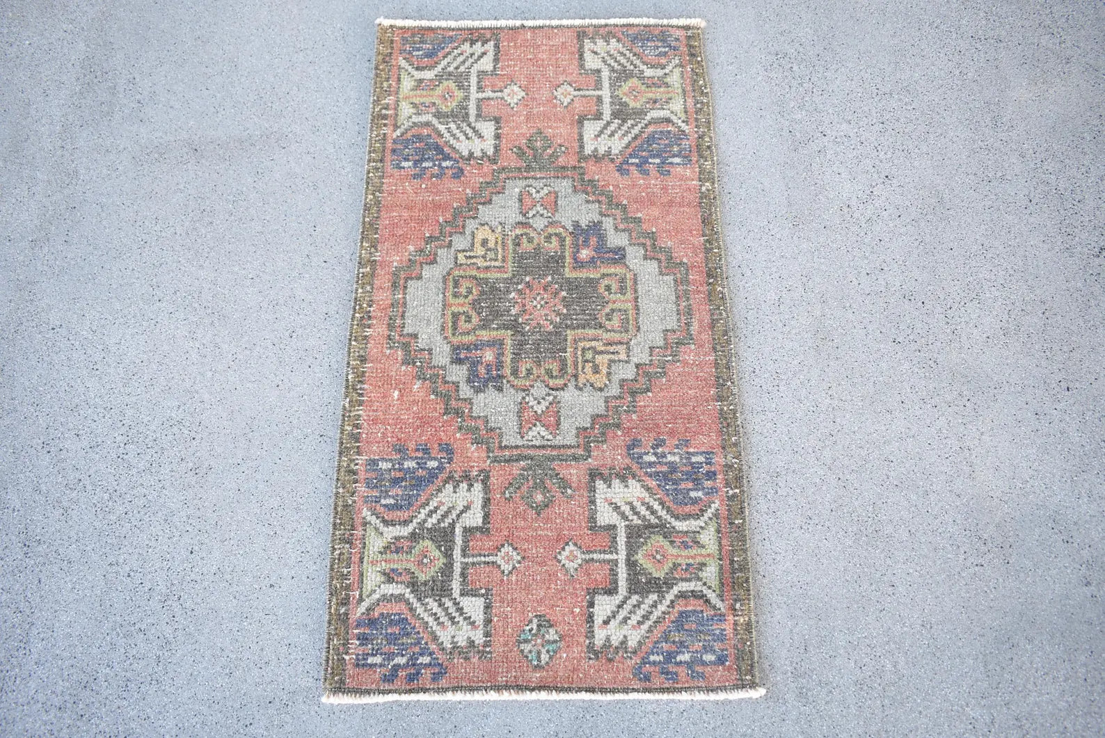 Vintage Turkish Mini Rug 1.5 x 2.9 ft