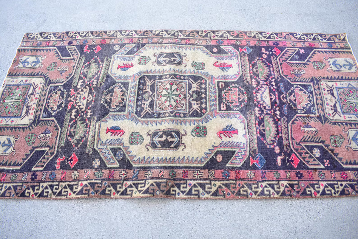 Vintage Persian Accent Area Rug 3.2 x 6.4 ft