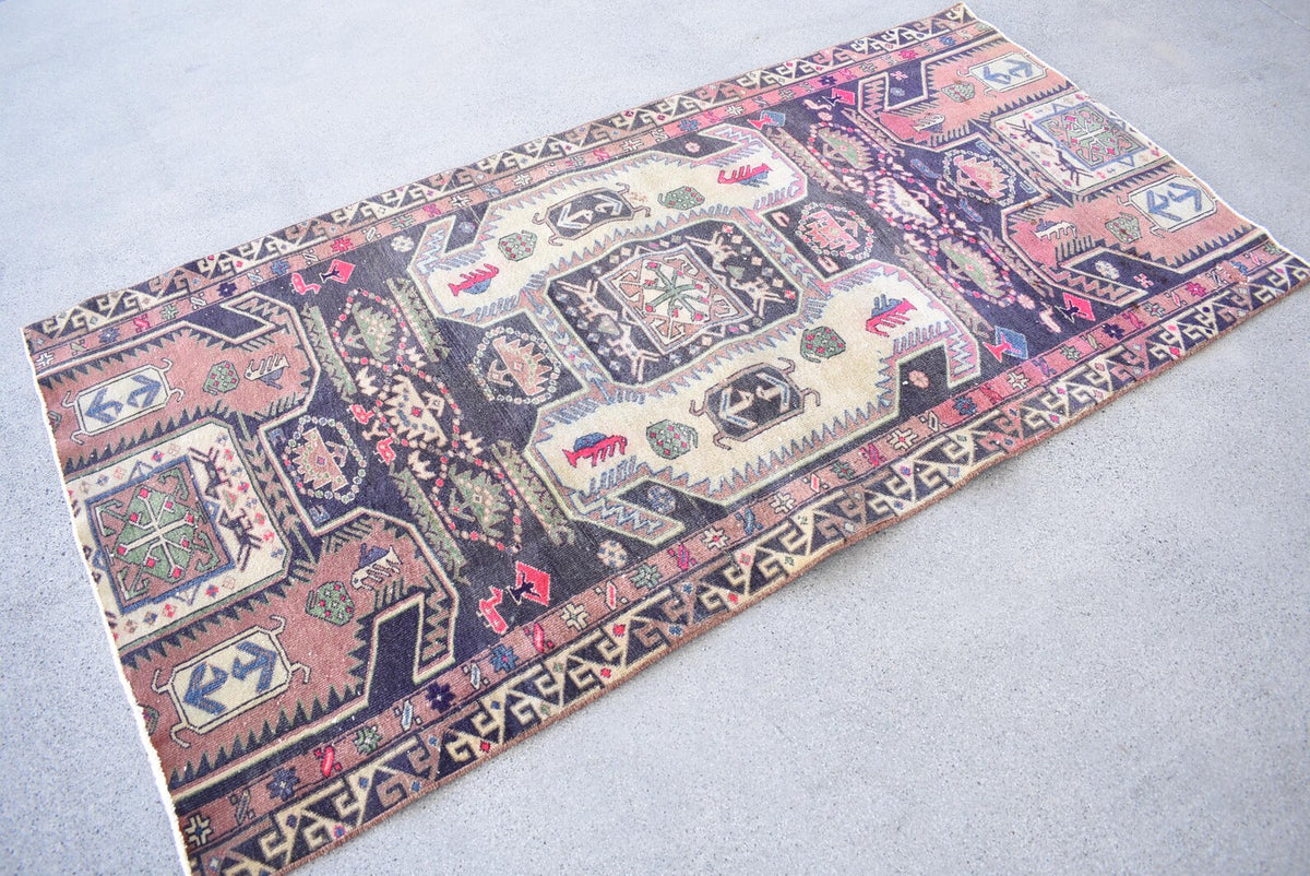 Vintage Persian Accent Area Rug 3.2 x 6.4 ft