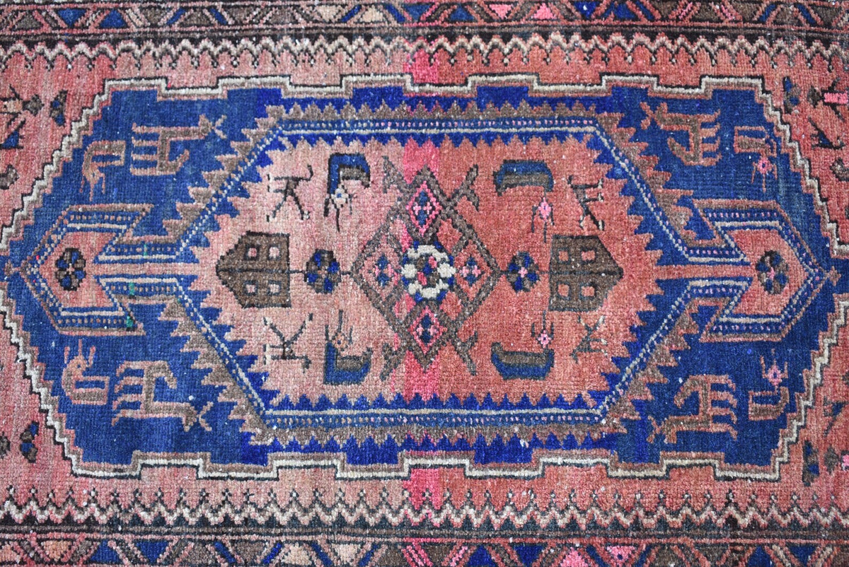 Vintage Persian Accent Area Rug 3.2 x 6.7 ft