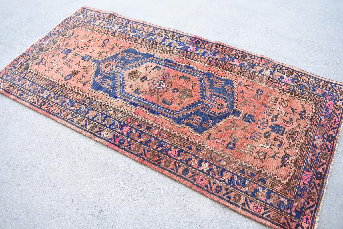 Vintage Persian Accent Area Rug 3.2 x 6.7 ft