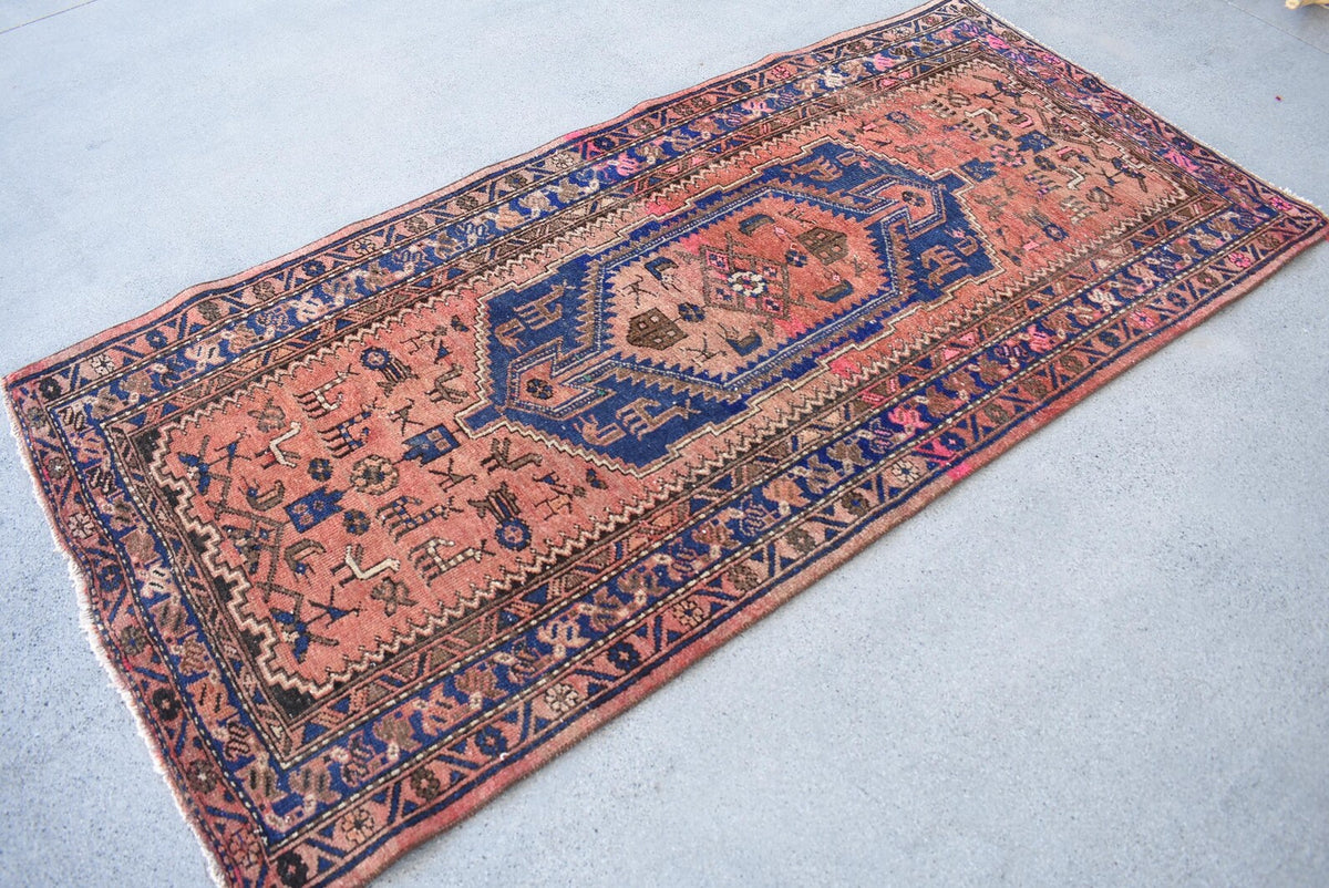 Vintage Persian Accent Area Rug 3.2 x 6.7 ft