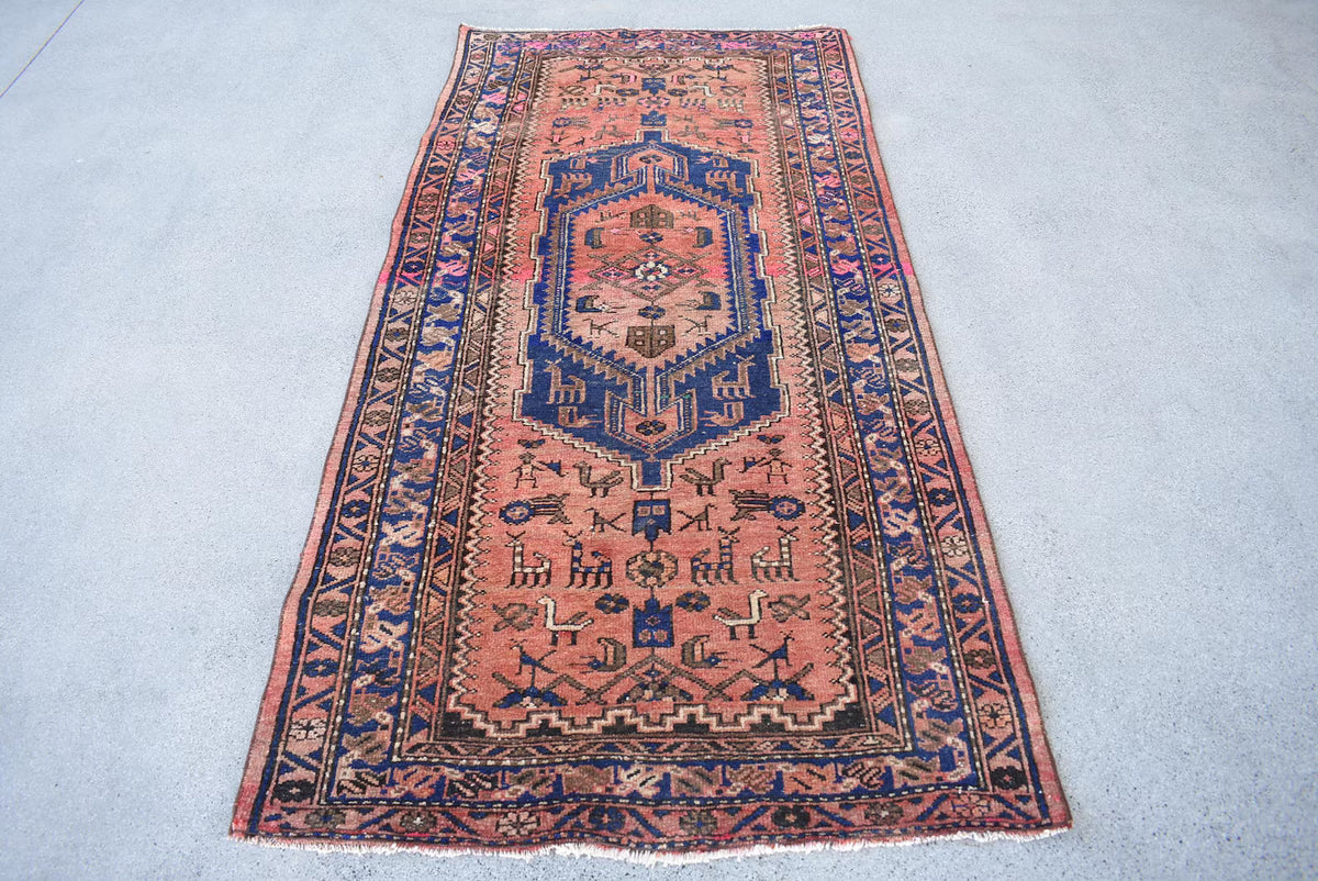 Vintage Persian Accent Area Rug 3.2 x 6.7 ft