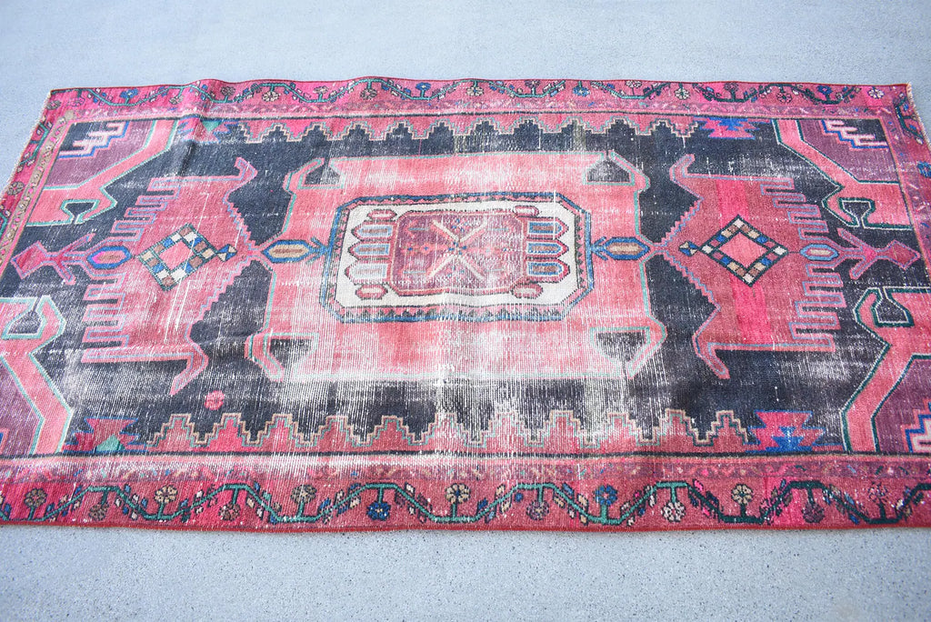 Vintage Persian Accent Area Rug 3.4 x 6.8 ft