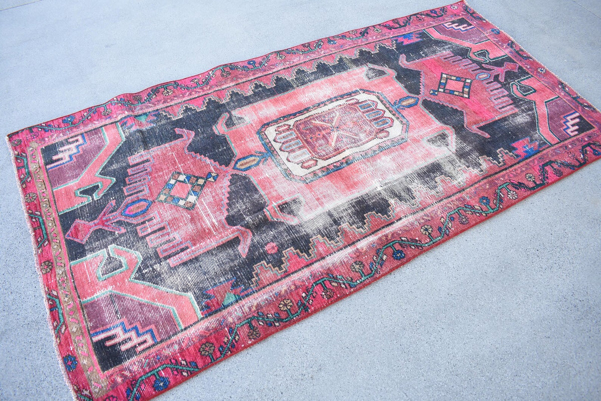 Vintage Persian Accent Area Rug 3.4 x 6.8 ft