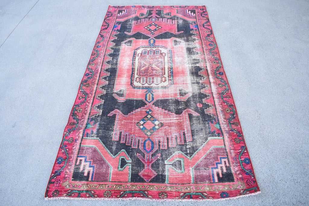 Vintage Persian Accent Area Rug 3.4 x 6.8 ft