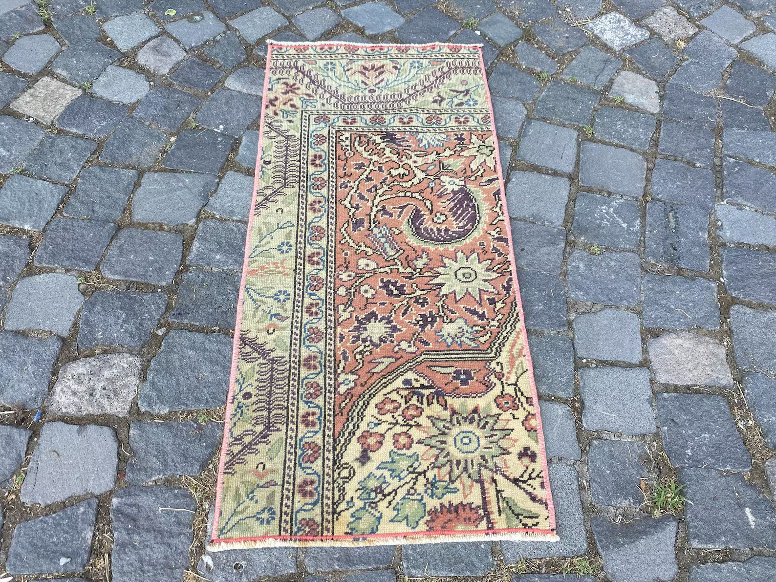 Vintage Turkish Mini Rug 1.3 x 3 ft
