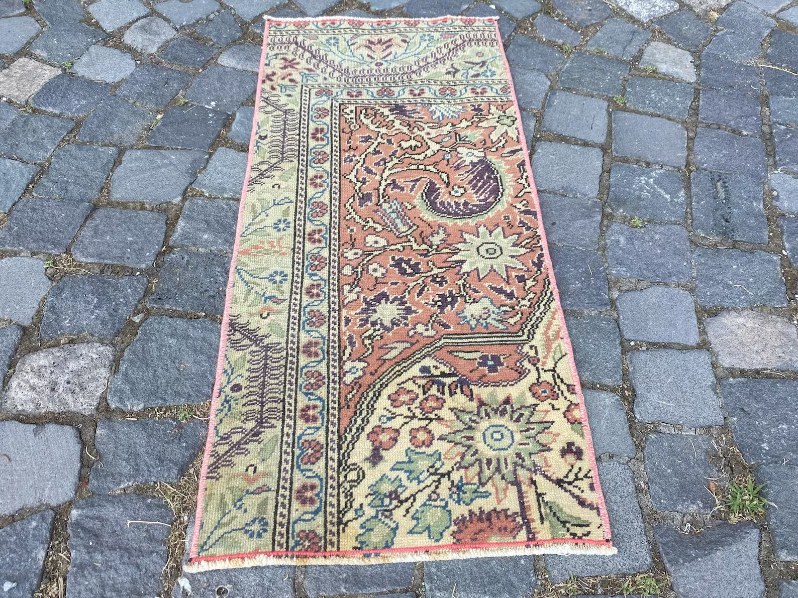 Vintage Turkish Mini Rug 1.3 x 3 ft