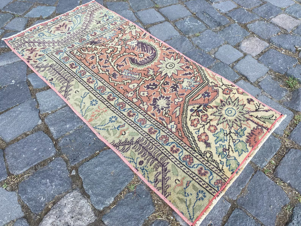 Vintage Turkish Mini Rug 1.3 x 3 ft