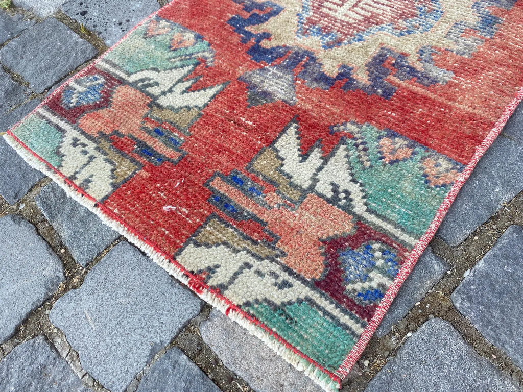 Vintage Turkish Mini Rug 1.3 x 2.7 ft