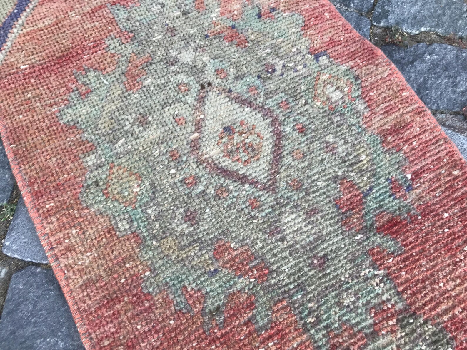 Vintage Turkish Mini Rug 1.2 x 2.6 ft