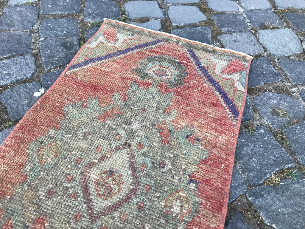 Vintage Turkish Mini Rug 1.2 x 2.6 ft