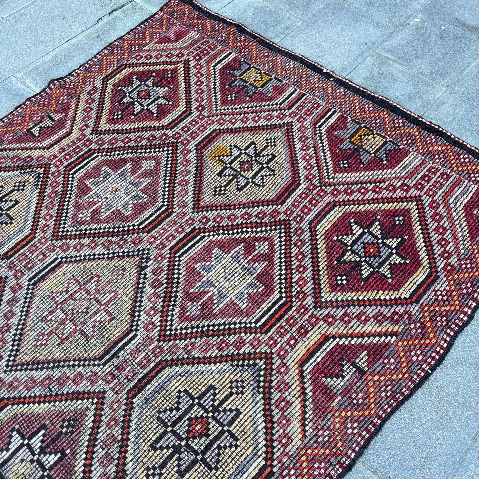 XL Vintage Turkish Accent Area Rug 4.8 x 10.2 ft