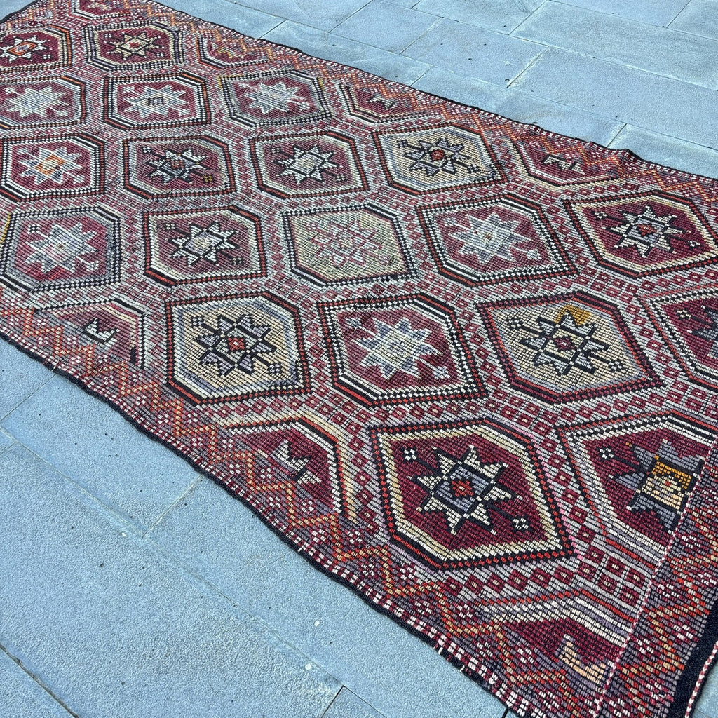XL Vintage Turkish Accent Area Rug 4.8 x 10.2 ft