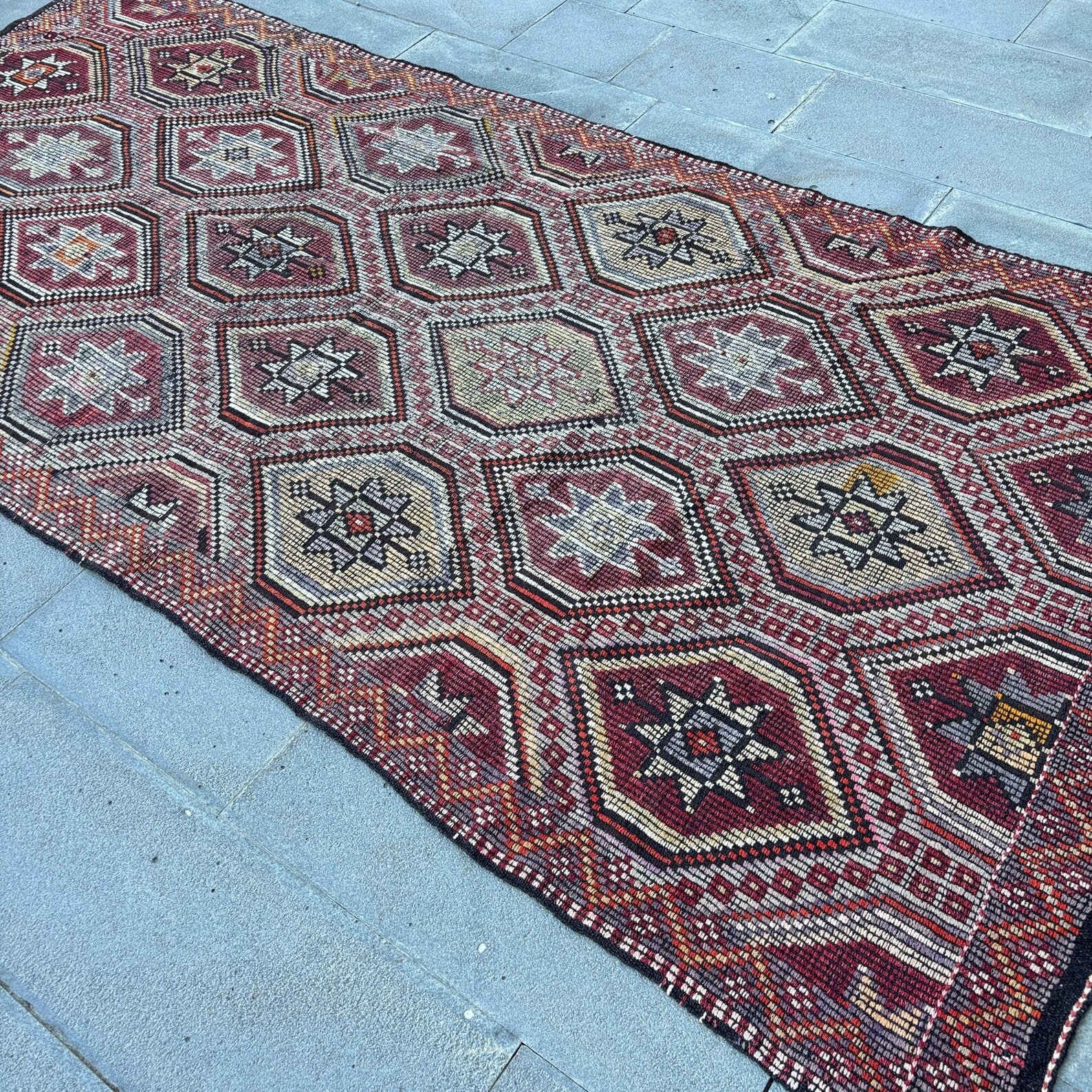 XL Vintage Turkish Accent Area Rug 4.8 x 10.2 ft