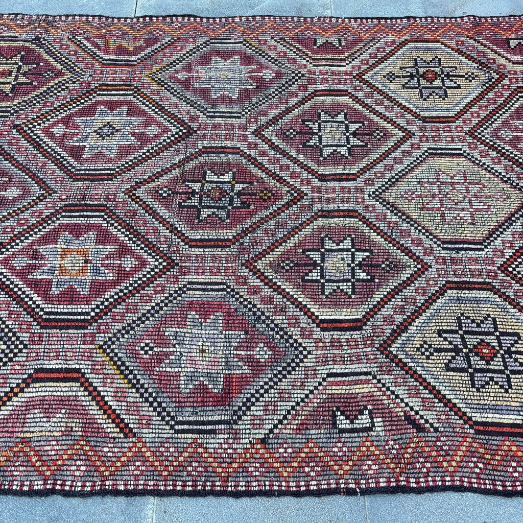 XL Vintage Turkish Accent Area Rug 4.8 x 10.2 ft