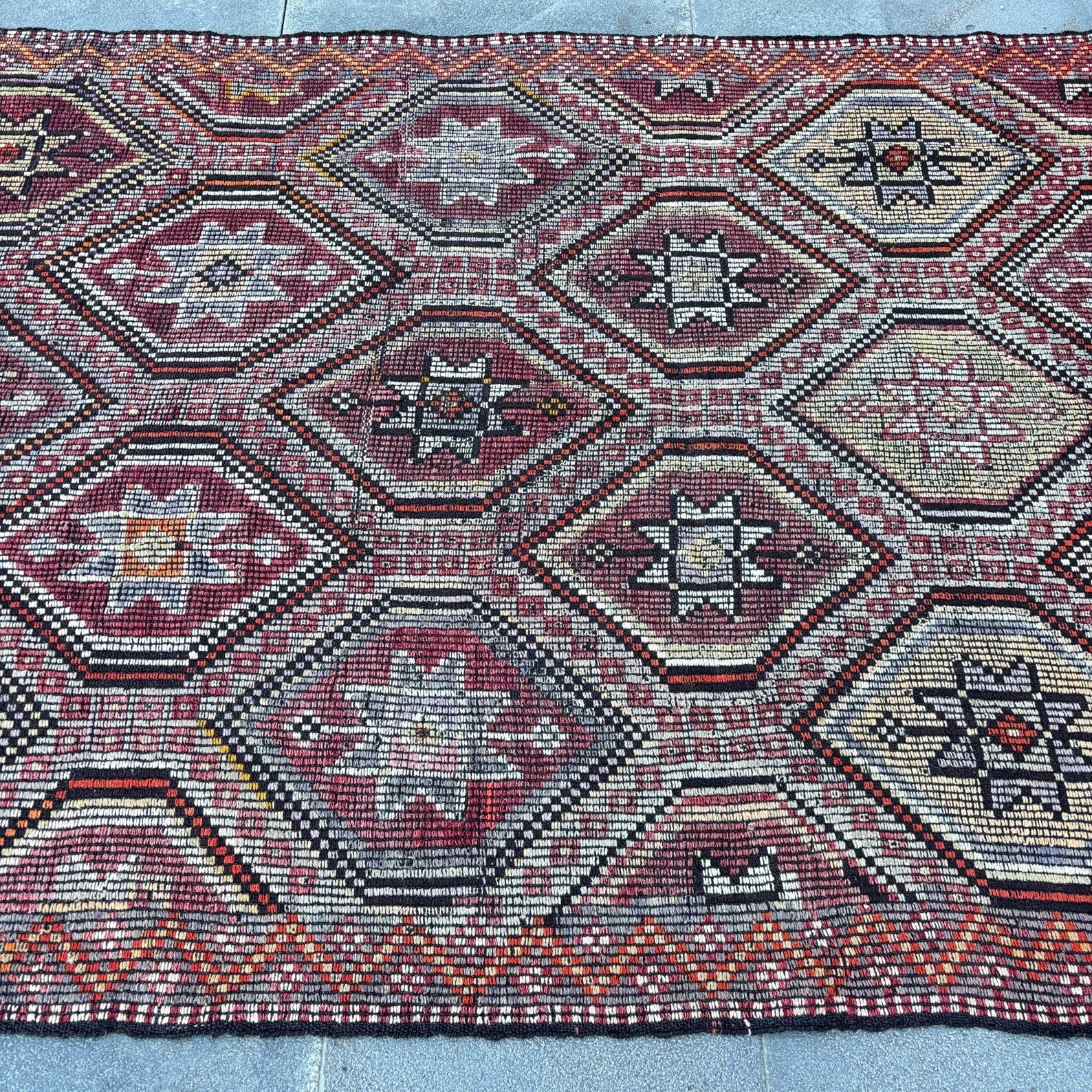 XL Vintage Turkish Accent Area Rug 4.8 x 10.2 ft