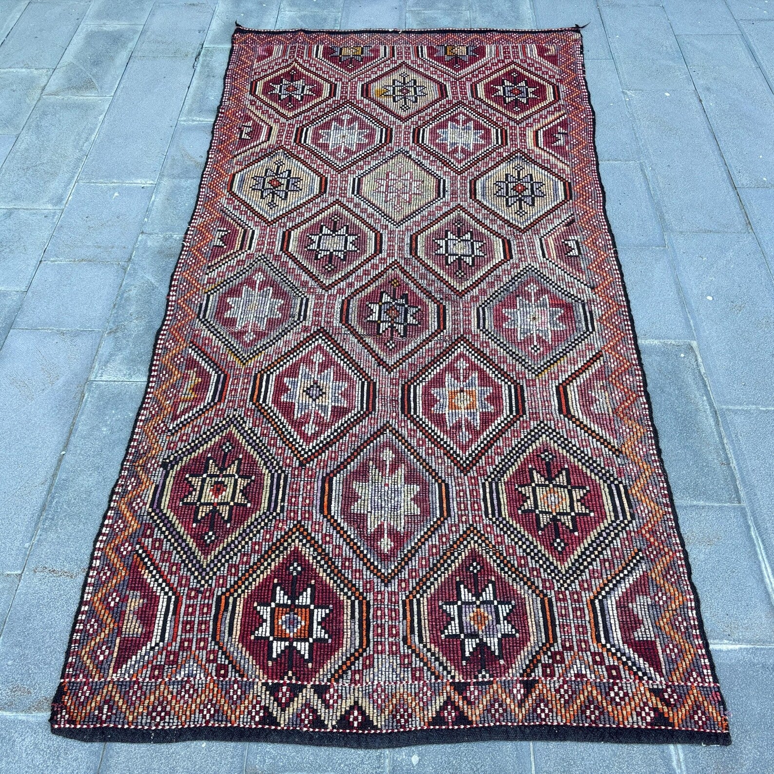 XL Vintage Turkish Accent Area Rug 4.8 x 10.2 ft