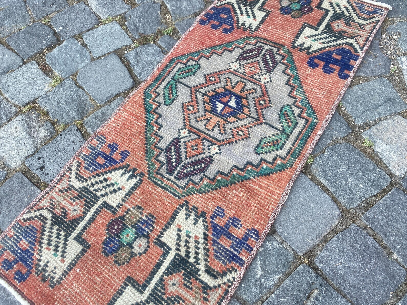 Vintage Turkish Mini Rug 1.1 x 2.8 ft