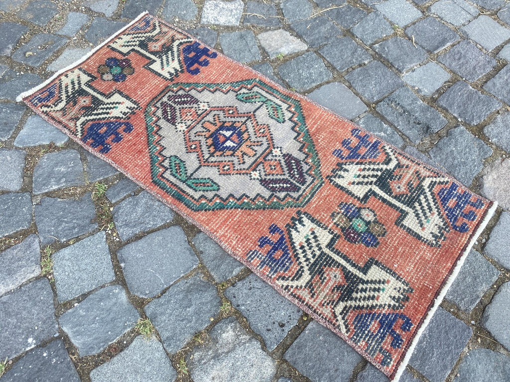 Vintage Turkish Mini Rug 1.1 x 2.8 ft