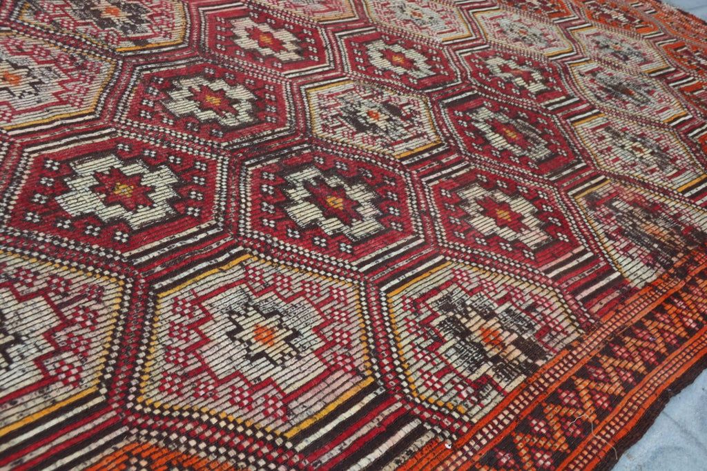 XL Vintage Turkish Accent Area rug 5.1 x 9.9 ft