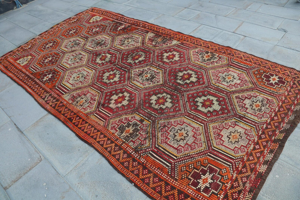 XL Vintage Turkish Accent Area rug 5.1 x 9.9 ft