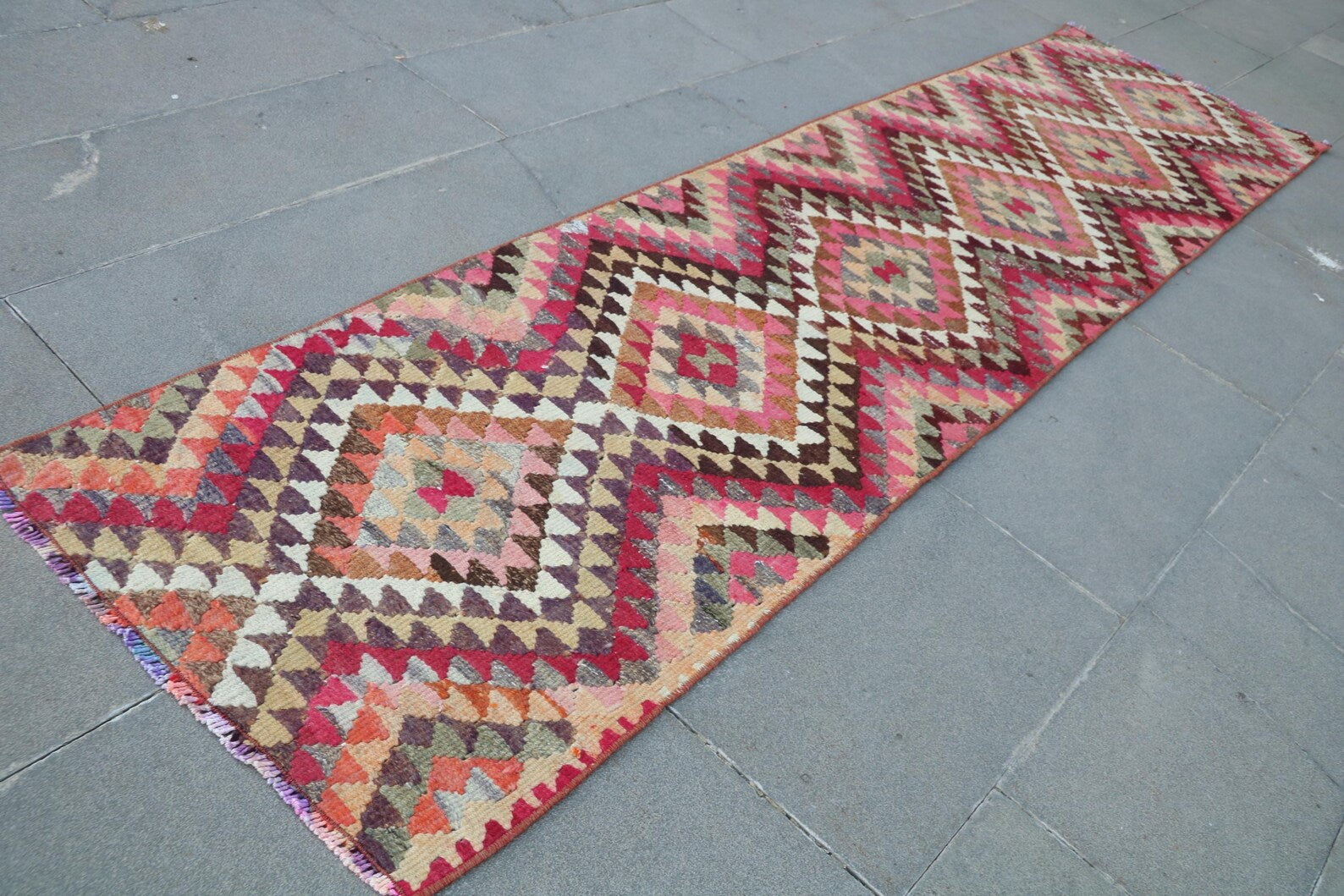Vintage Turkish Runner Rug 2.2 x 9 ft