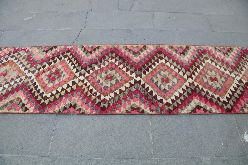 Vintage Turkish Runner Rug 2.2 x 9 ft