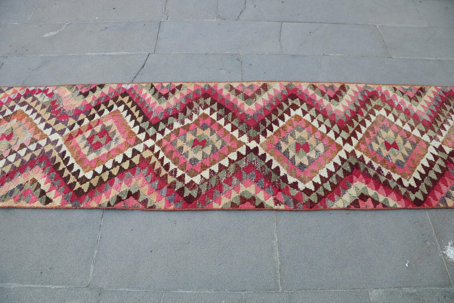 Vintage Turkish Runner Rug 2.2 x 9 ft